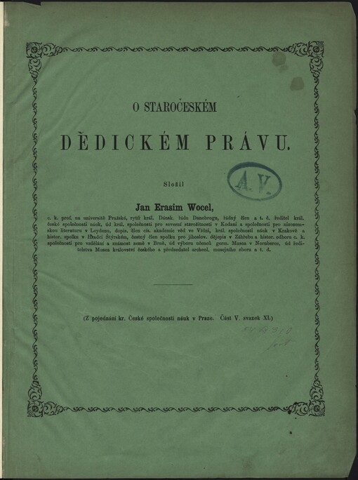 O staročeském dědickém právu