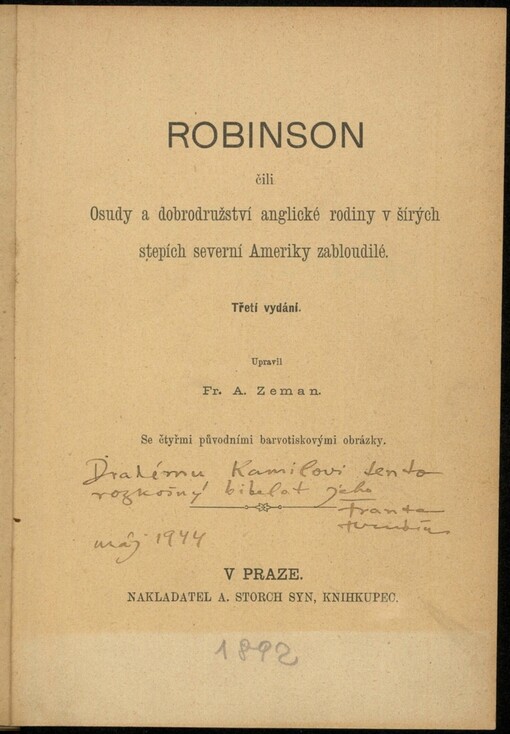 Robinson, čili, Osudy a dobrodružství anglické rodiny v širých stepích severní Ameriky