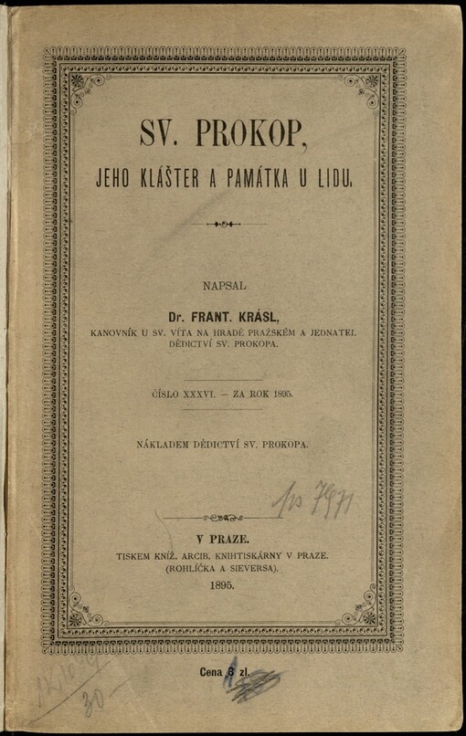 Sv. Prokop, jeho klášter a památka u lidu