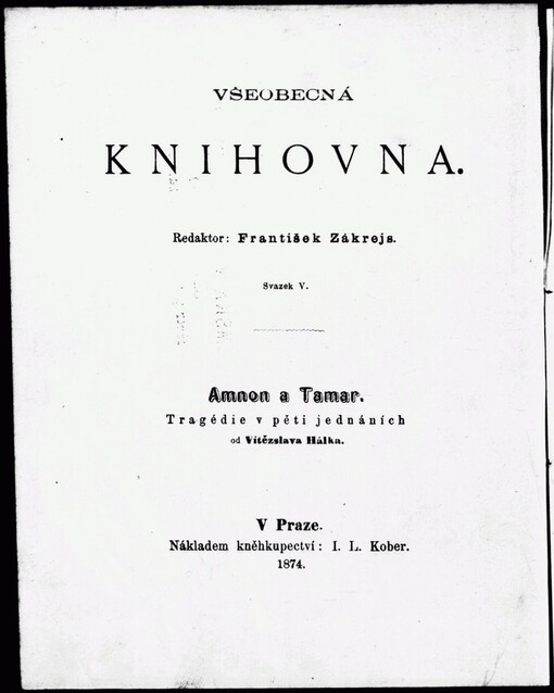 Amnon a Tamar: tragedie v pěti jednáních