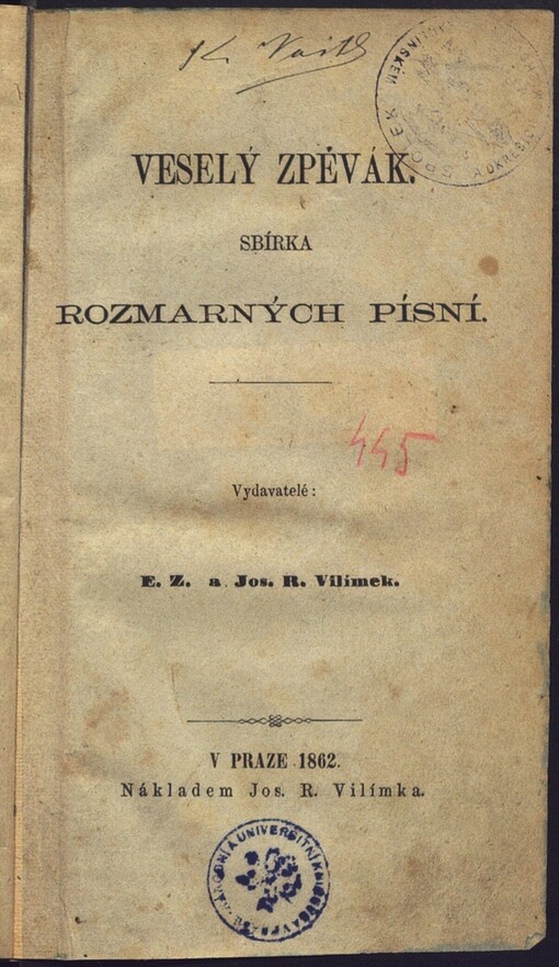 Veselý zpěvák: sbírka rozmarných písní