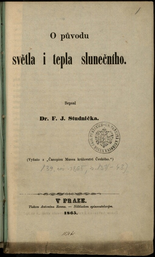 O původu světla i tepla slunečního