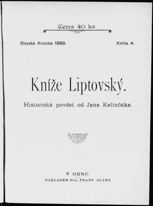 Kníže liptovský: historická pověst z věku XV.