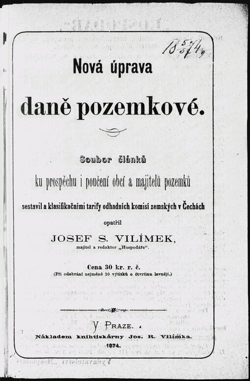 Nová úprava daně pozemkové: soubor článků ku prospěchu i poučení obcí a majitelů pozemků