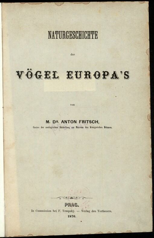 Naturgeschichte der Vögel Europa's