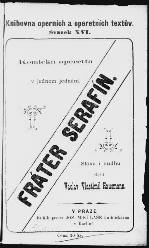Fráter Serafín :komická operetta v jednom jednání