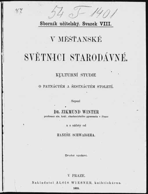V měšťanské světnici starodávné: kulturní studie o patnáctém a šestnáctém století