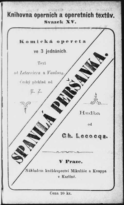 Spanilá Peršanka: komická opereta ve 3 jednáních