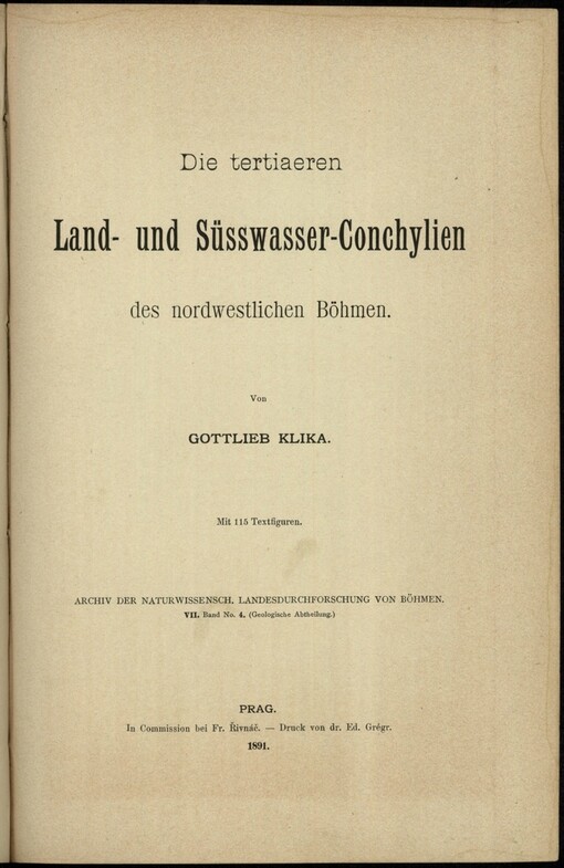 Die tertiaeren Land- und Süsswasser-Conchylien des nordwestlichen Böhmen