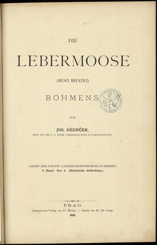 Die Lebermoose (Musci hepatici) Böhmens