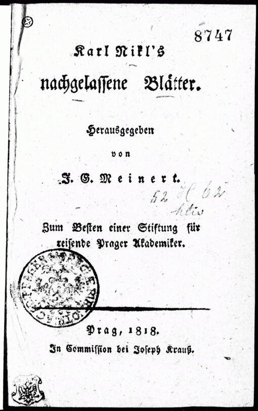 Karl Nikl's nachgelassene Blätter