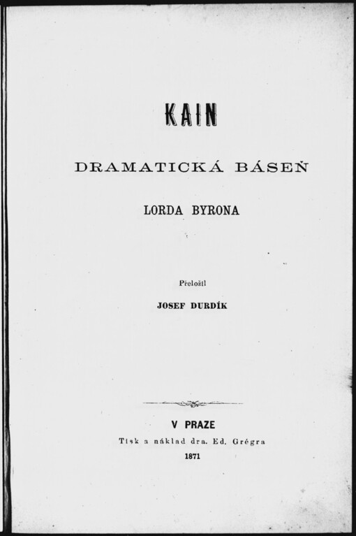 Kain: dramatická báseň lorda Byrona