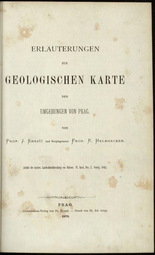 Erläuterungen zur geologischen Karte der Umgebung von Prag
