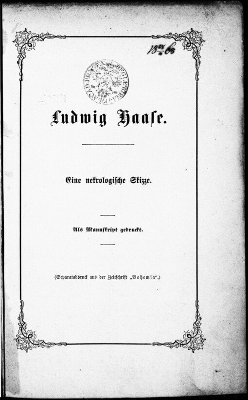 Ludwig Haase: eine nekrologische Skizze