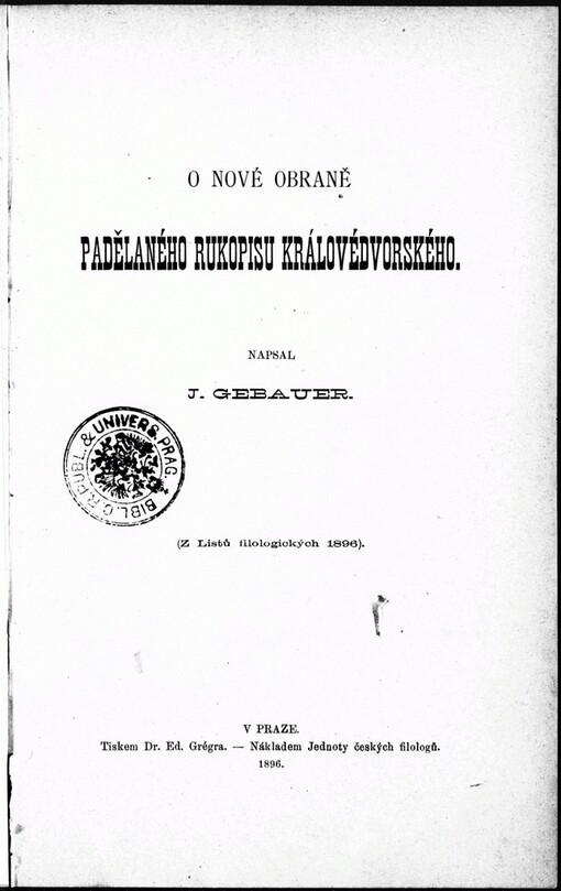 O nové obraně padělaného rukopisu Královédvorského
