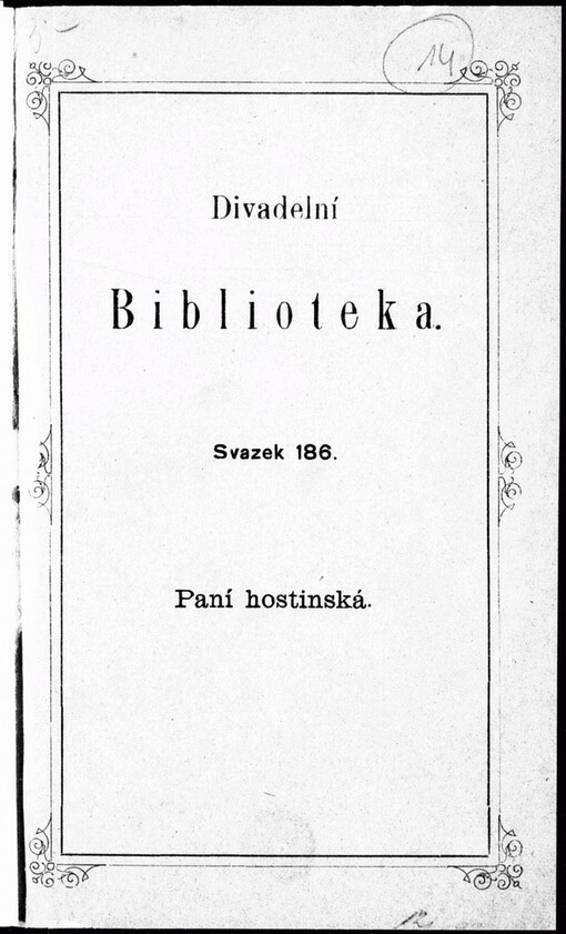Paní hostinská: veselohra o třech jednáních