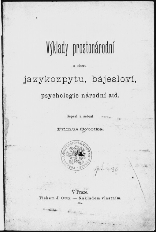 Výklady prostonárodní z oboru jazykozpytu, bájesloví, psychologie národní atd
