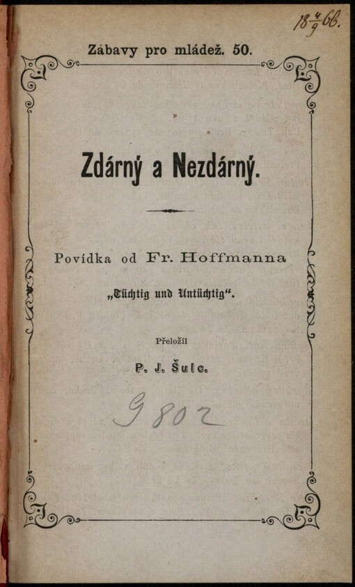 Zdárný a Nezdárný: povídka od Fr. Hoffmanna