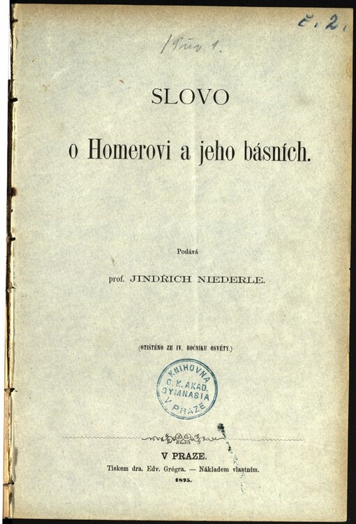 Slovo o Homerovi a jeho básních
