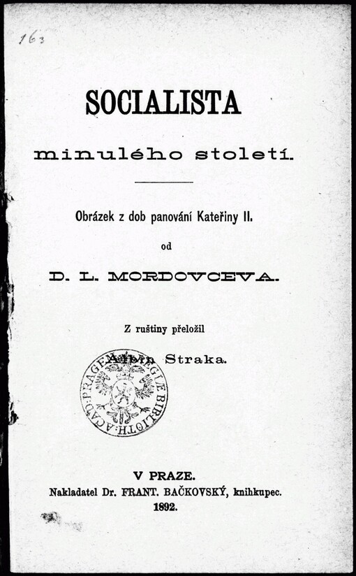 Socialista minulého století :obrázek z dob panování Kateřiny II.