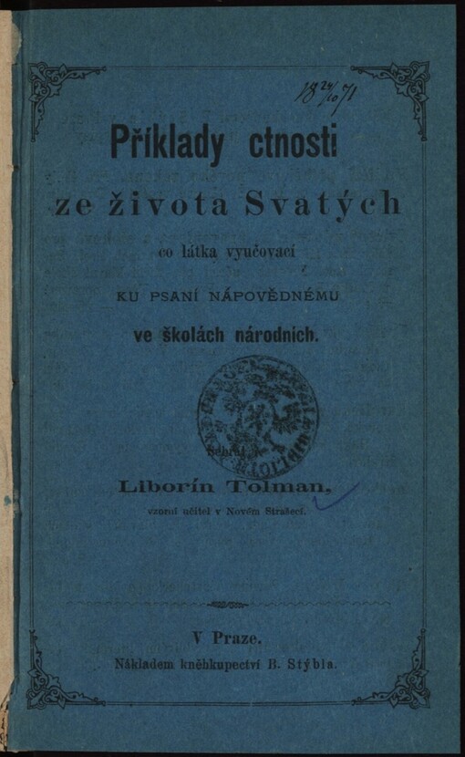 Příklady ctnosti ze života Svatých co látka vyučovací ku psaní nápovědnému ve školách národních