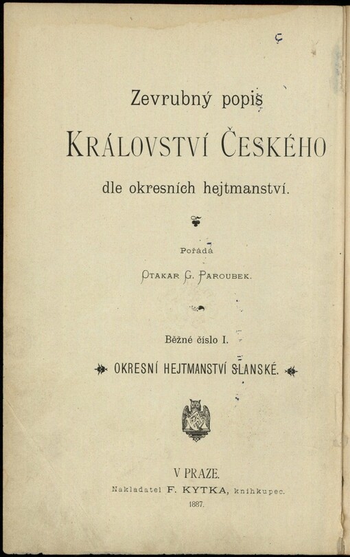 Popis okresního hejtmanství Slanského