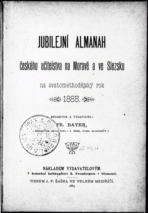 Jubilejní almanah českého učitelstva na Moravě a ve Slezsku na svatomethodějský rok 1885