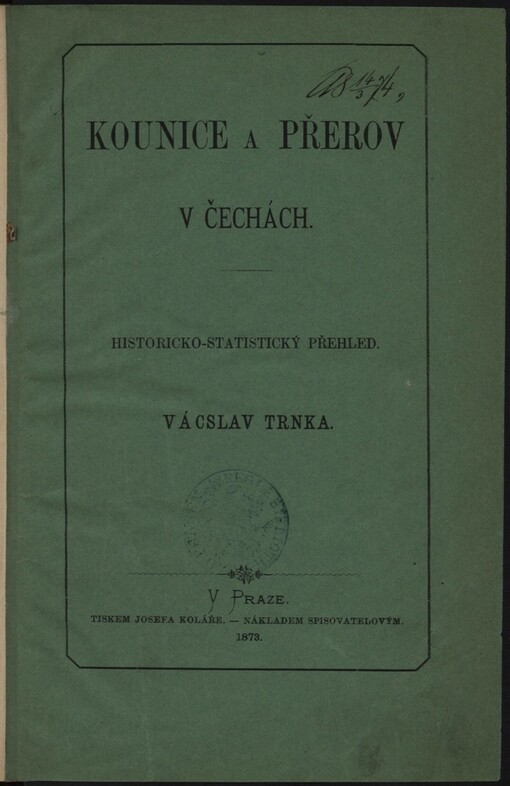 Kounice a Přerov v Čechách: historicko-statistický přehled