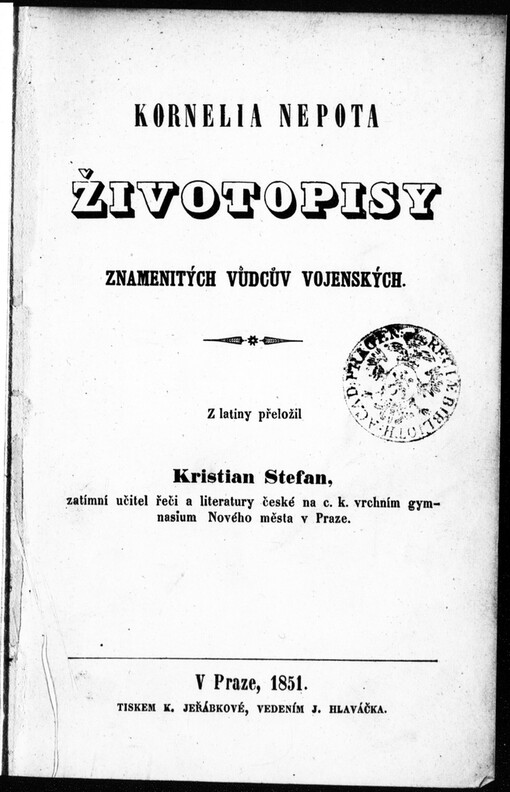 Kornelia Nepota Životopisy znamenitých vůdcův vojenských