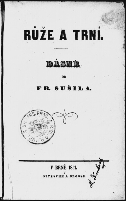 Růže a trní: básně od Fr. Sušila