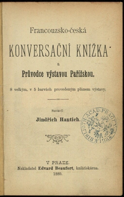 Francouzsko-česká Konversační knížka a Průvodce výstavou Pařížskou