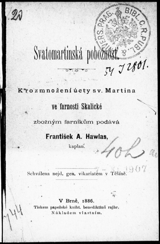 Svatomartinská pobožnosť: k rozmnožení úcty sv. Martina ve farnosti Skalické