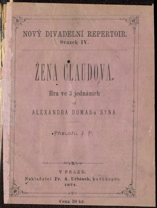 Žena Claudova: hra ve 3 jednáních