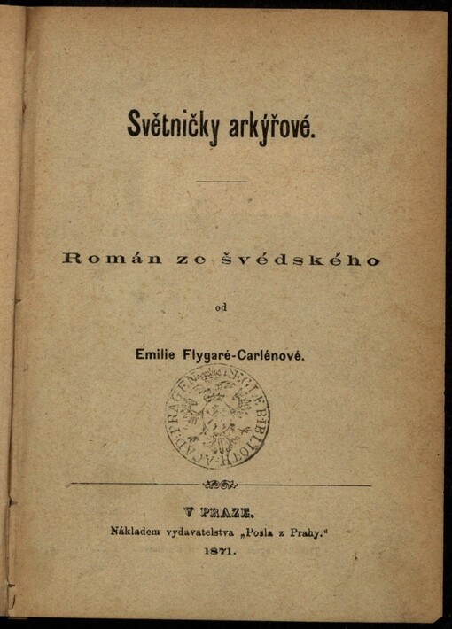 Světničky arkýřové: román ze švédského od Emilie Flygaré-Carlénové