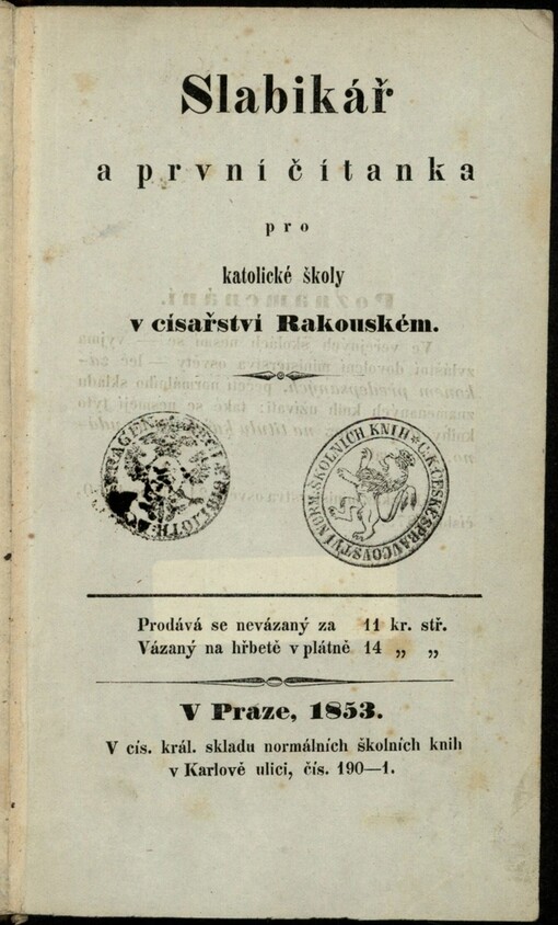 Slabikář a první čítanka pro katolické školy v císařství Rakouském