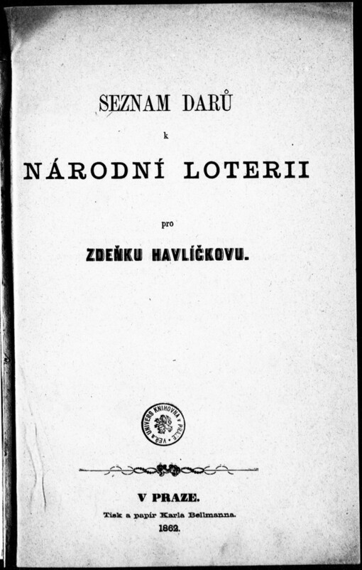 Seznam darů k národní loterii pro Zdeňku Havlíčkovu