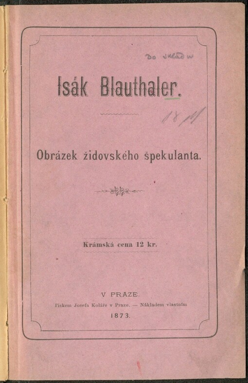 Isák Blauthaler: Obr. židovského špekulanta