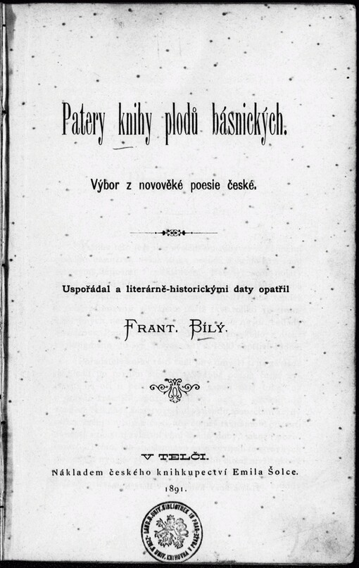 Patery knihy plodů básnických :výbor z novověké poesie české