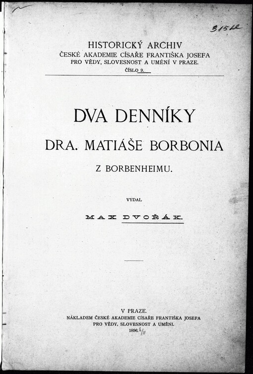 Dva denníky Dra. Matiáše Borbonia z Borbenheimu