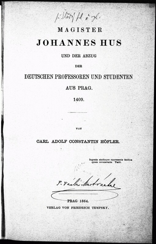 Magister Johannes Hus und der Abzug der deutschen Professoren und Studenten aus Prag :1409