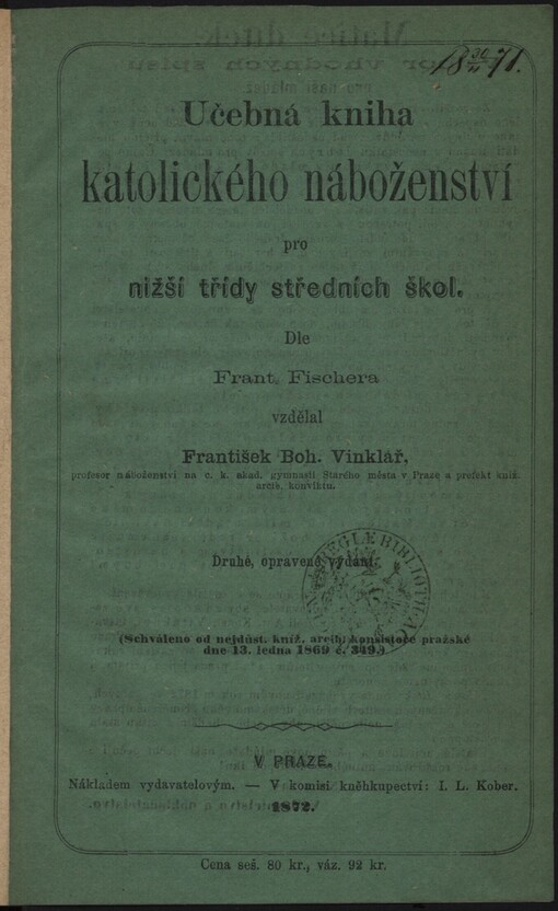 Učebná kniha katolického náboženství pro nižší třídy středních škol