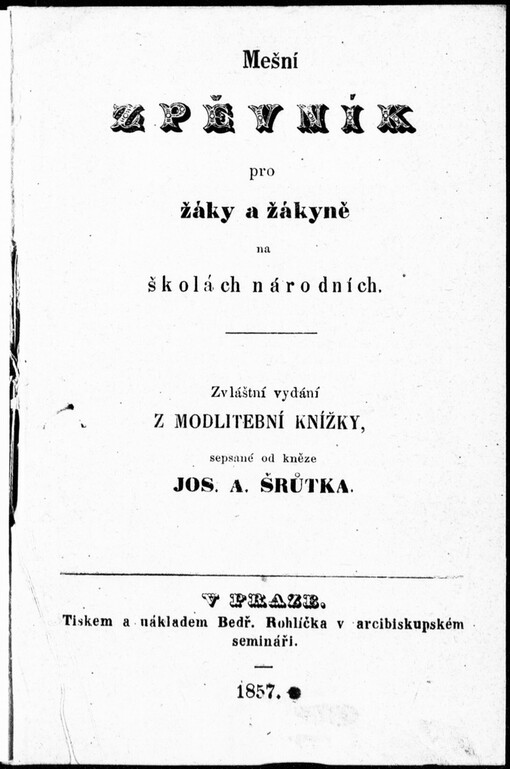 Mešní zpěvník pro žáky a žákyně na školách národních