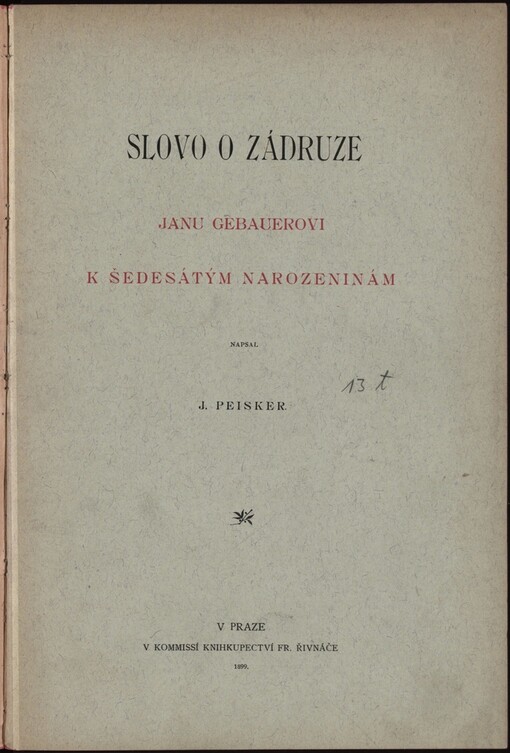 Slovo o zádruze :Janu Gebauerovi k šedesátým narozeninám