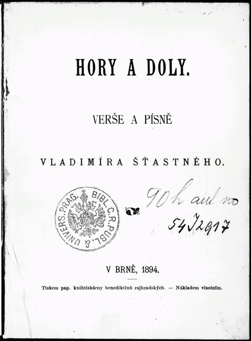 Hory a doly :verše a písně Vladimíra Šťastného