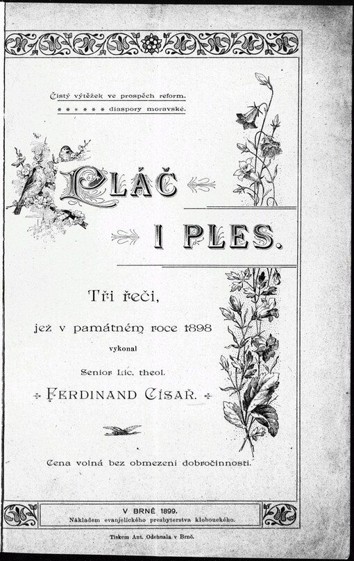 Pláč i ples: tři řeči, jež v památném roce 1898 vykonal Ferdinand Císař
