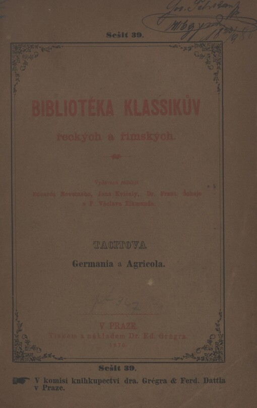 Tacitova Germania, čili, Kniha o poloze, mravech a národech Germanie