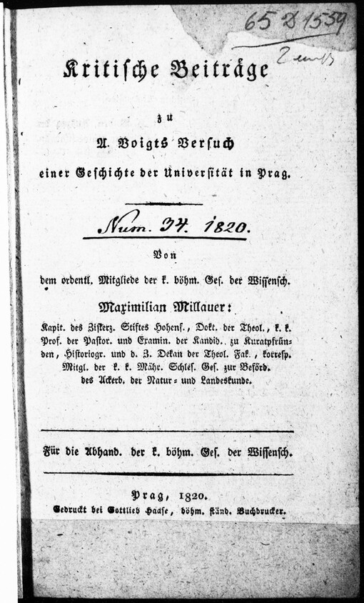 Kritische Beiträge zu A. Voigts Versuch einer Geschichte der Universität in Prag