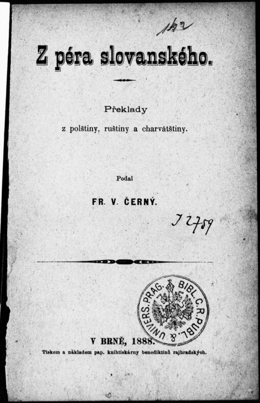 Z péra slovanského: překlady z polštiny, ruštiny a charvátštiny
