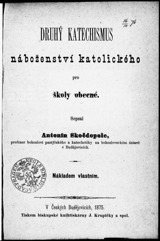 Druhý katechismus náboženství katolického pro školy obecné