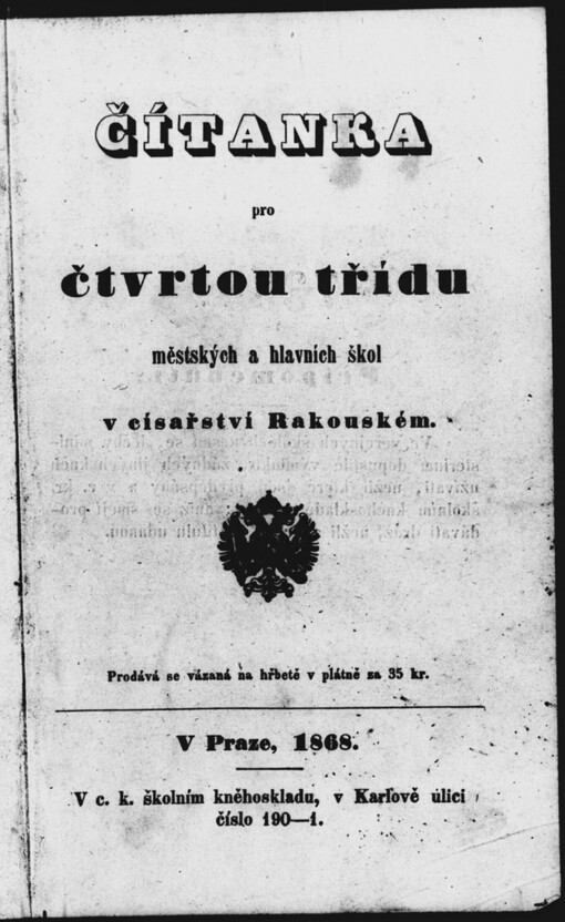 Čítanka pro čtvrtou třídu městských a hlavních škol v císařství Rakouském